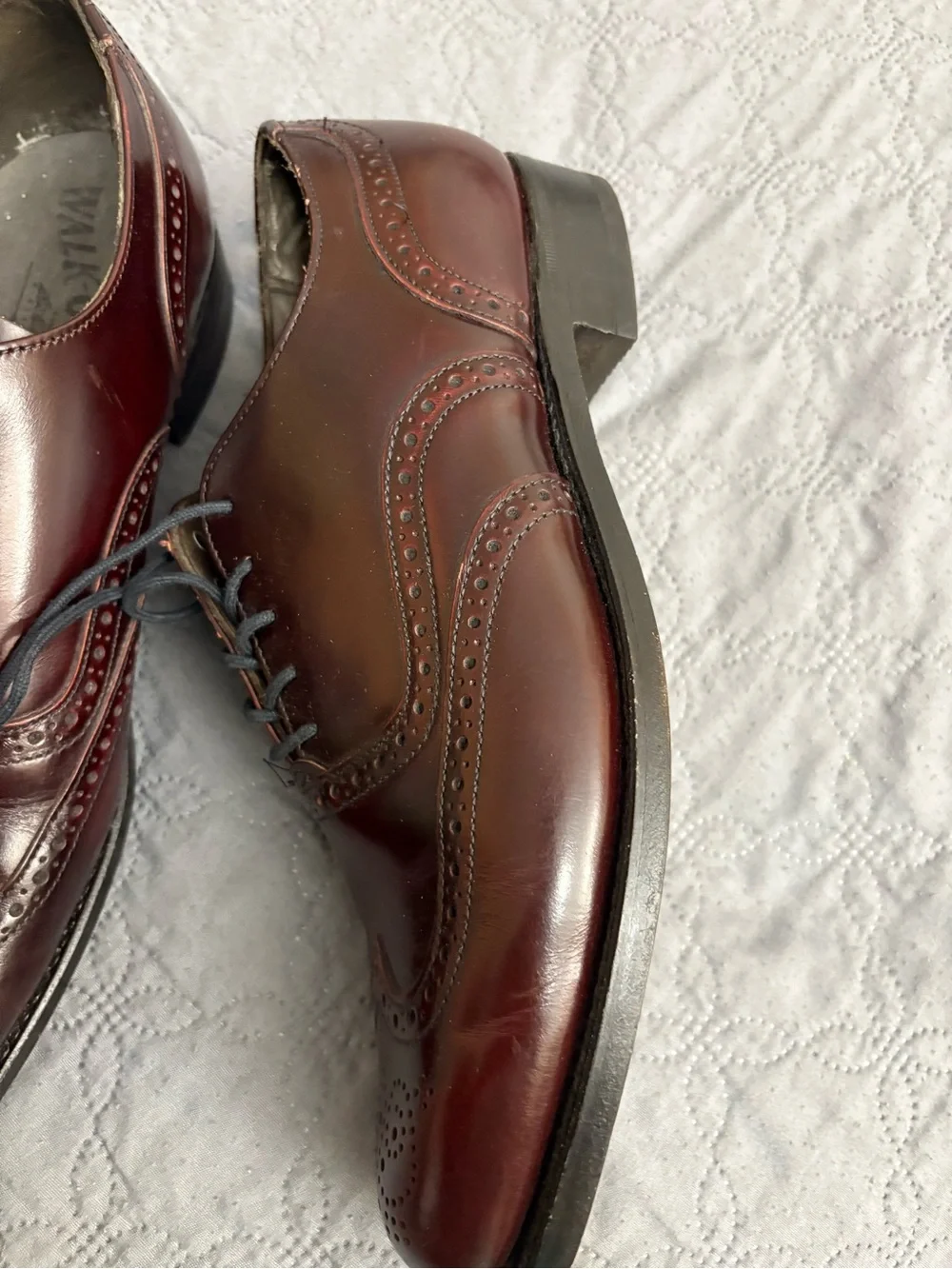 VTG WALK OVER Burgundy/oxblood Wingtip Oxford / Full Brogue Leather Shoes Sz 8D